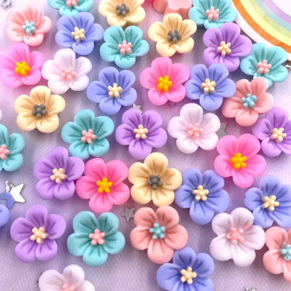 50 pièces 14mm résine 3D coloré matin gloire fleur gemmes Flatback Figurines Scrapbook mariage Appli