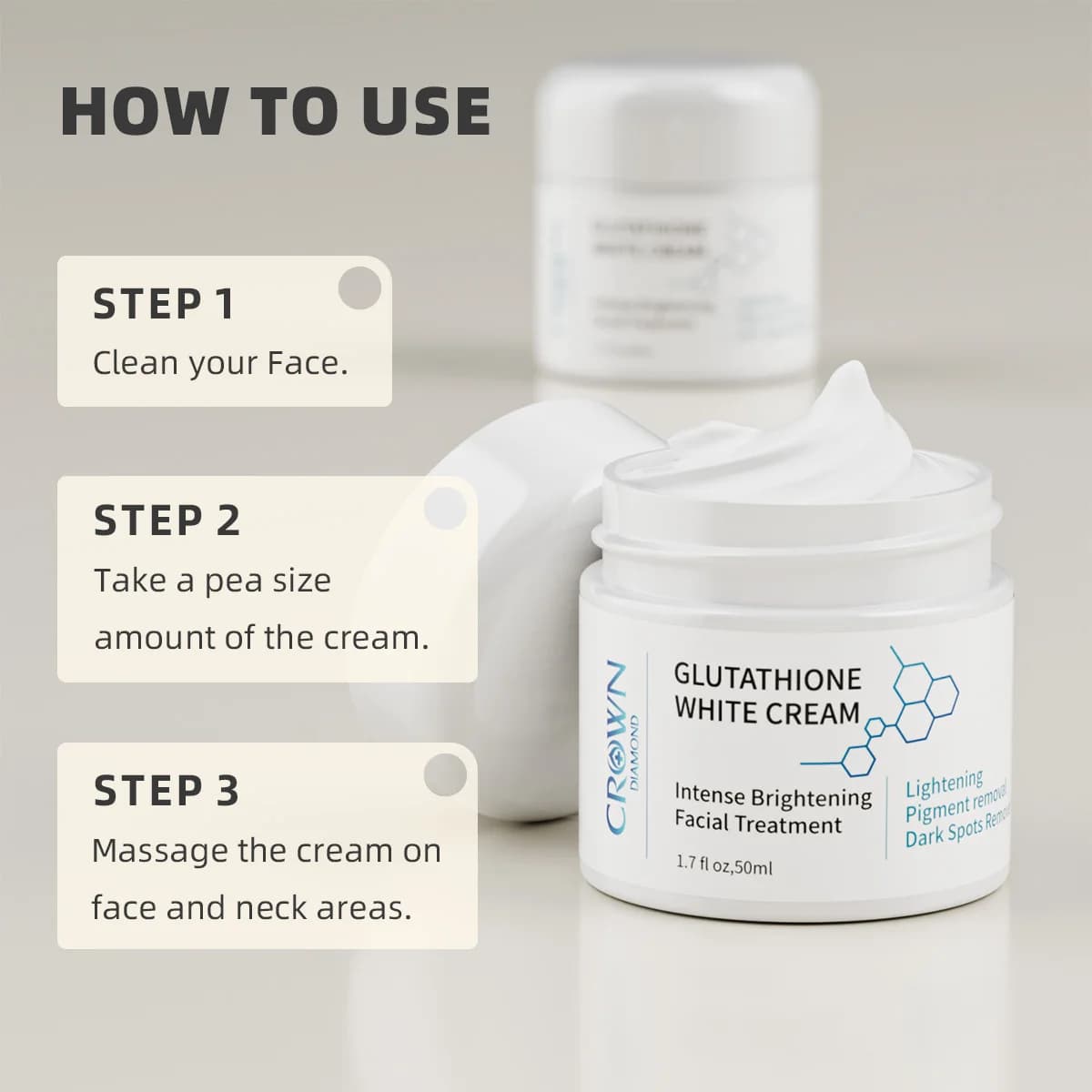 Crème éclaircissante naturelle au glutathion pour le visage, soin anti-taches, anti-mélasma, anti-mé
