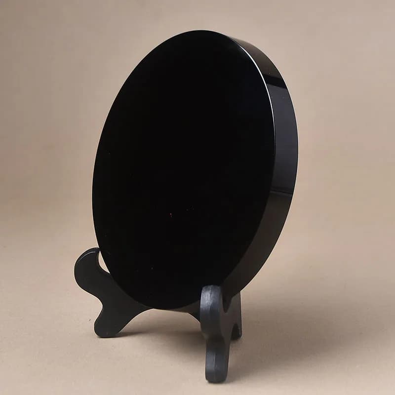 Disque Circulaire en Obsidienne Noire Naturelle de 15cm, Plaque Ronde Fengshui, Miroir, Pierre de Cl