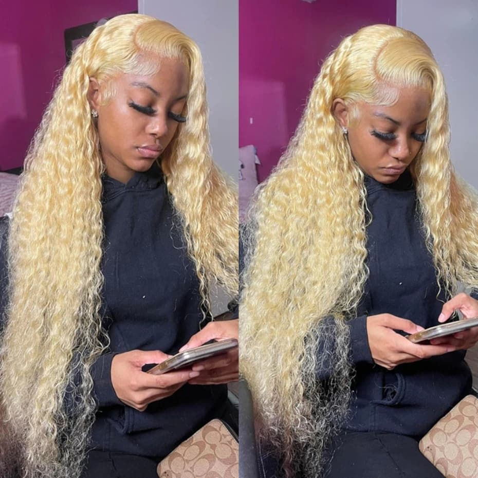 8-32 pouces vague profonde paquets de cheveux humains Remy cheveux brésiliens 613 couleur Blonde vag