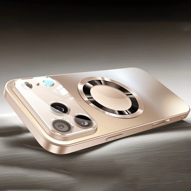 Nouvelle coque de luxe en verre pour appareil photo avec chargement magnétique sans fil MagSafe pour
