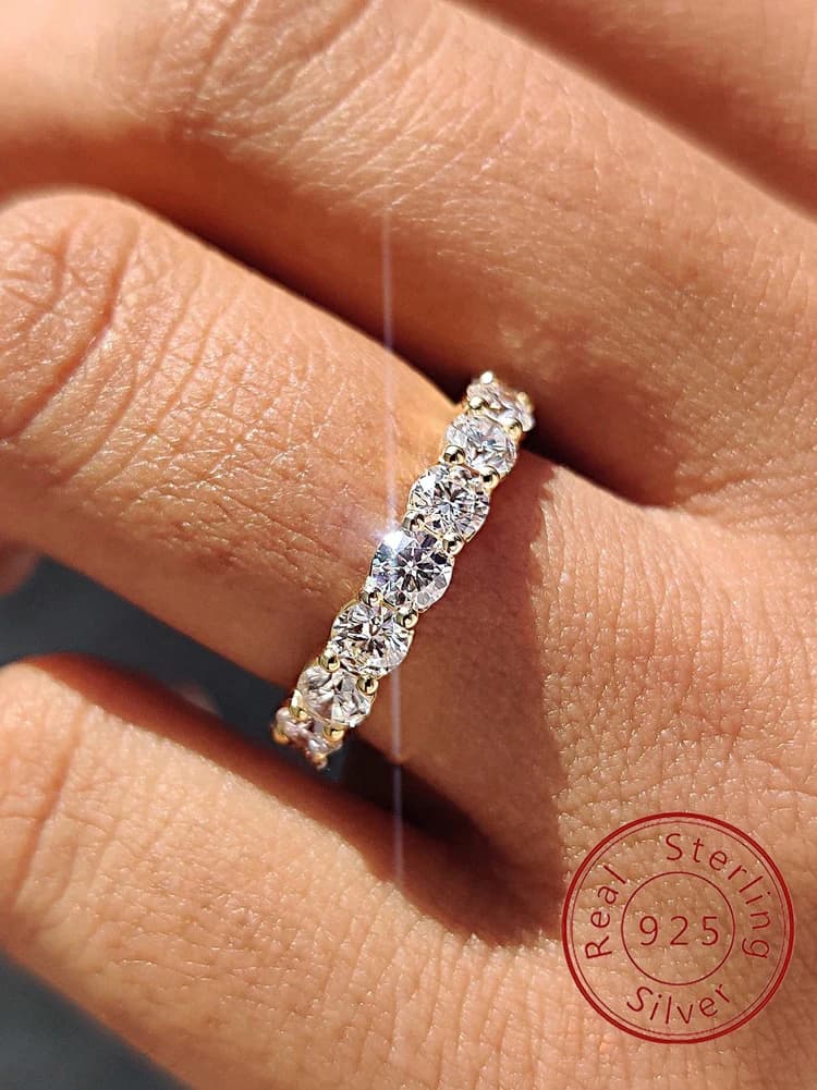 Bagues rondes en argent Sterling 925 et Zircon brillant pour femmes, magnifiques bagues de fiançaill