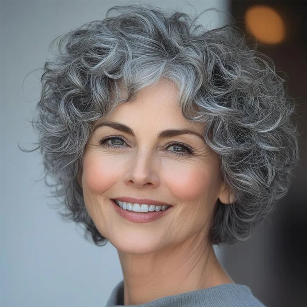 Perruques en cheveux humains coupés pixie, sel et poivre, pour femmes, cheveux gris, noir mélangé av