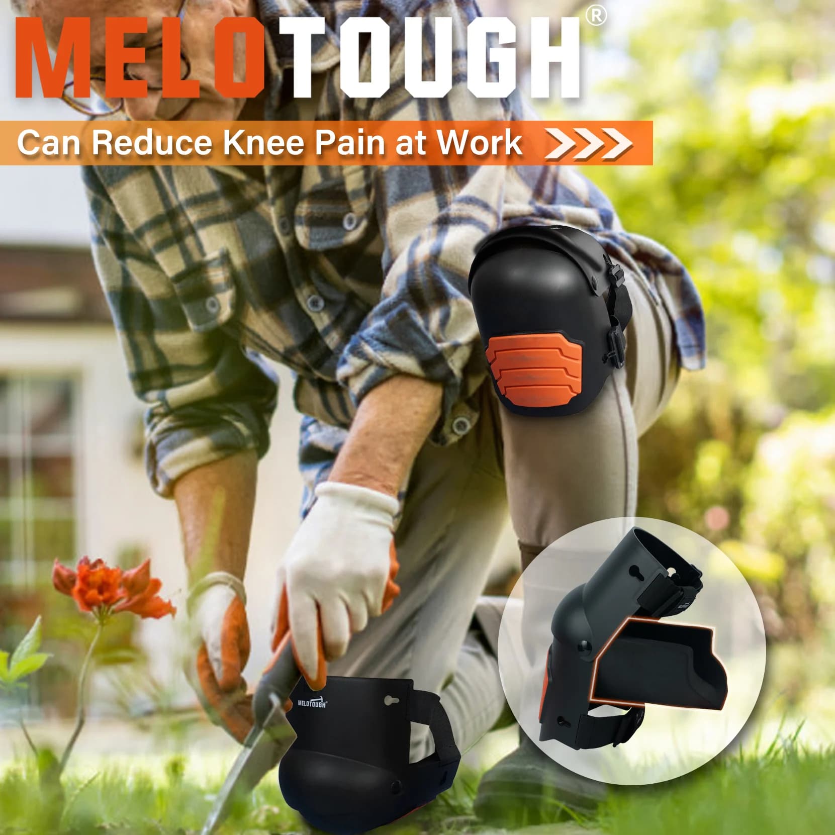Genouillères MELOTOUGH pour le travail, la construction, le sol, le jardinage, confortables et flexi