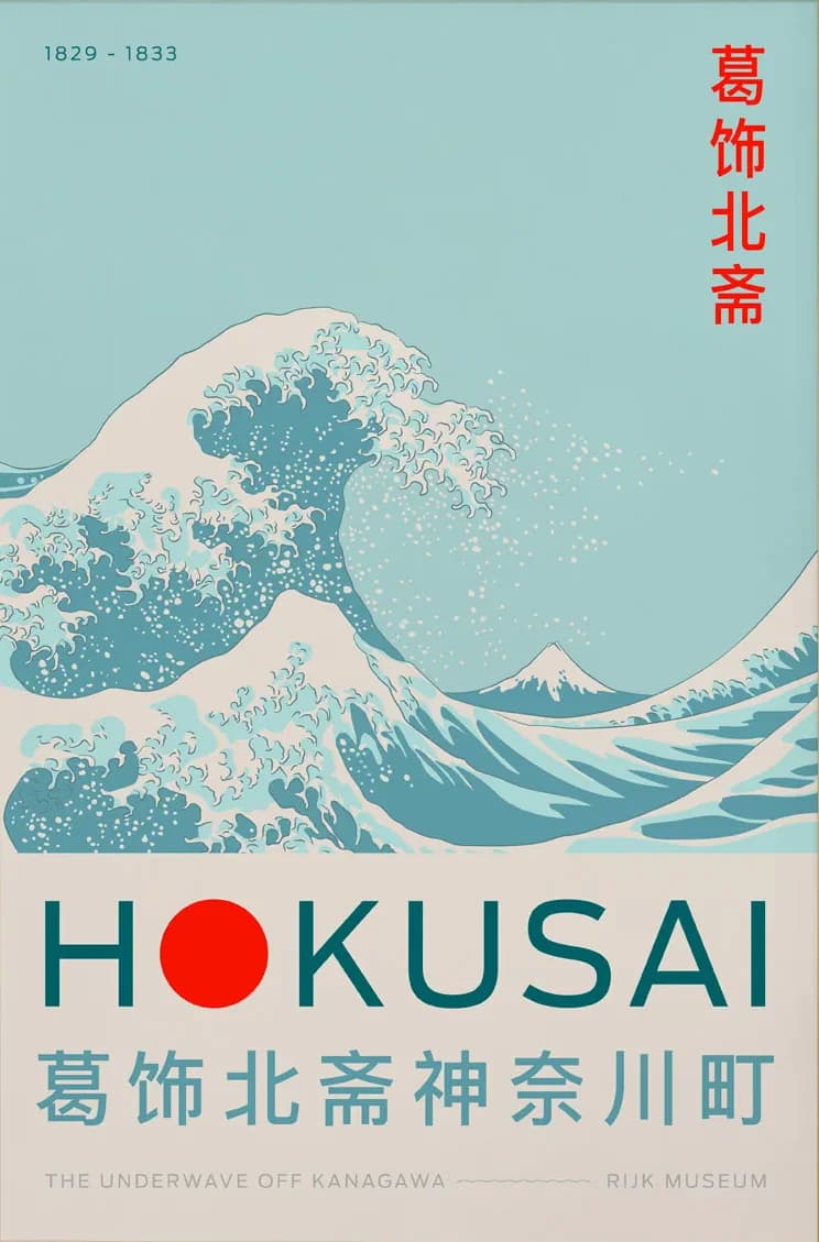 Impression sur toile de la vague du lever de soleil sur le mont Fuji japonais, sans cadre, Hokusai G
