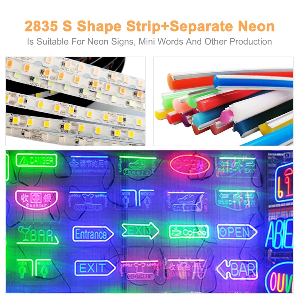 Guirxiété Lumineuse Pliable en Forme de S, DC 12V, 2835 SMD, 6mm de Largeur, 120LED/m, Flexible, DIY