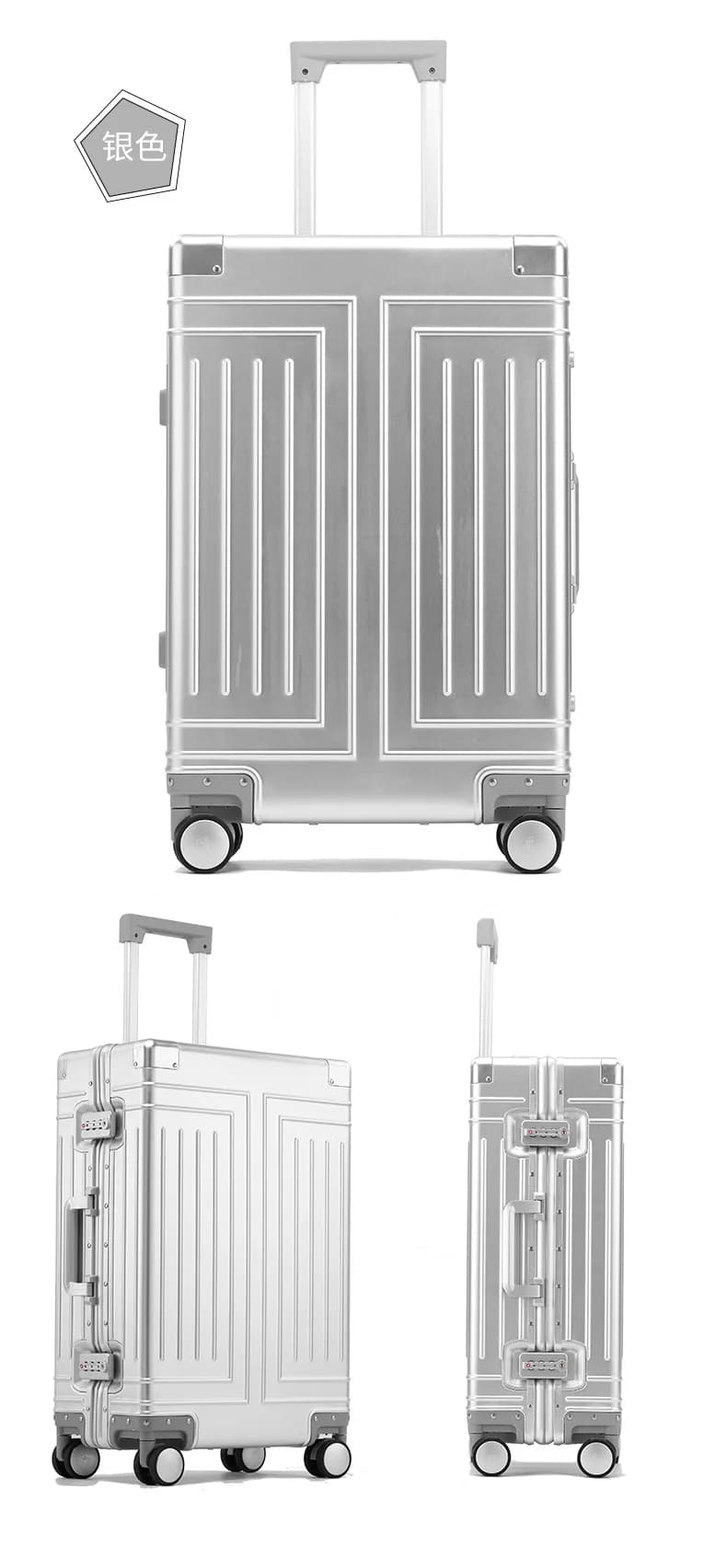 2024 capacité ensembles de bagages durables 100% valise en aluminium roues femmes fille hommes cabin