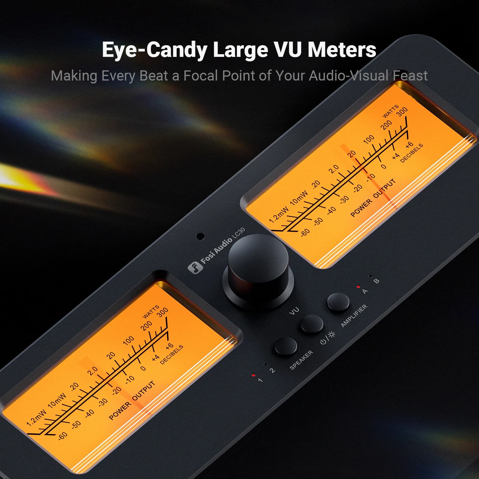 Fosi-Amplificateur audio LC30, commutateur de haut-parleur, 2 en 2 sorties, VU-mètre analogique pour