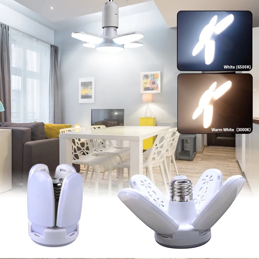 Ampoule LED en forme d'éventail E27 lampe à LED pliable 220V 110V 40 LED ampoules pour la maison pla