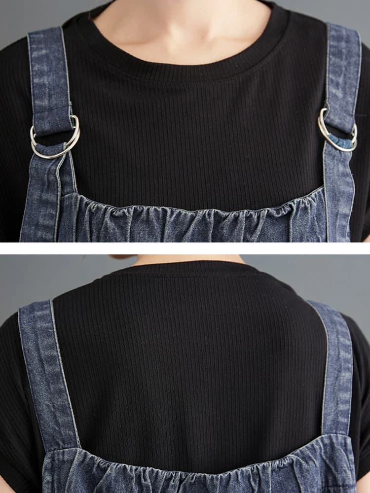 Longue jupe à bretelles en Denim pour femmes, ample, décontractée, Punk, Style Vintage, Cargo, popul