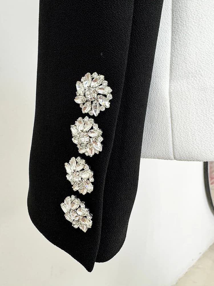 HIGH STREET Nouveauté 2026 Blazer de créateur pour femme, coupe ajustée, avec strass et boutons, col