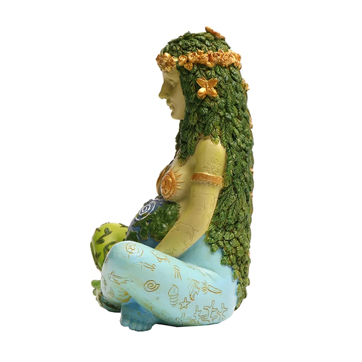 Statue de déesse de la terre verte Gaia du millénaire vibrant, 1 pièce, décor de dessin animé coloré