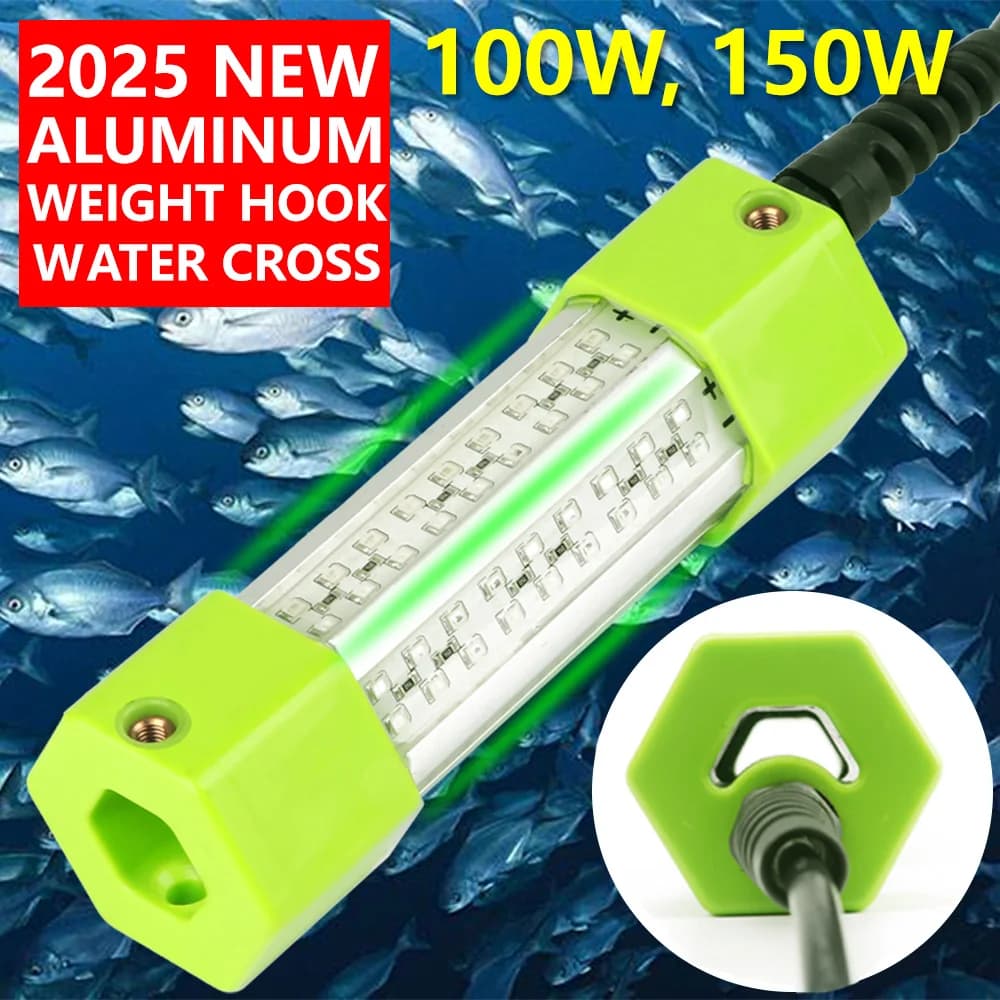 100W 150W DC 12V vert blanc calmar IP68 haute puissance poisson atrayant appât leurre nuit Submersib