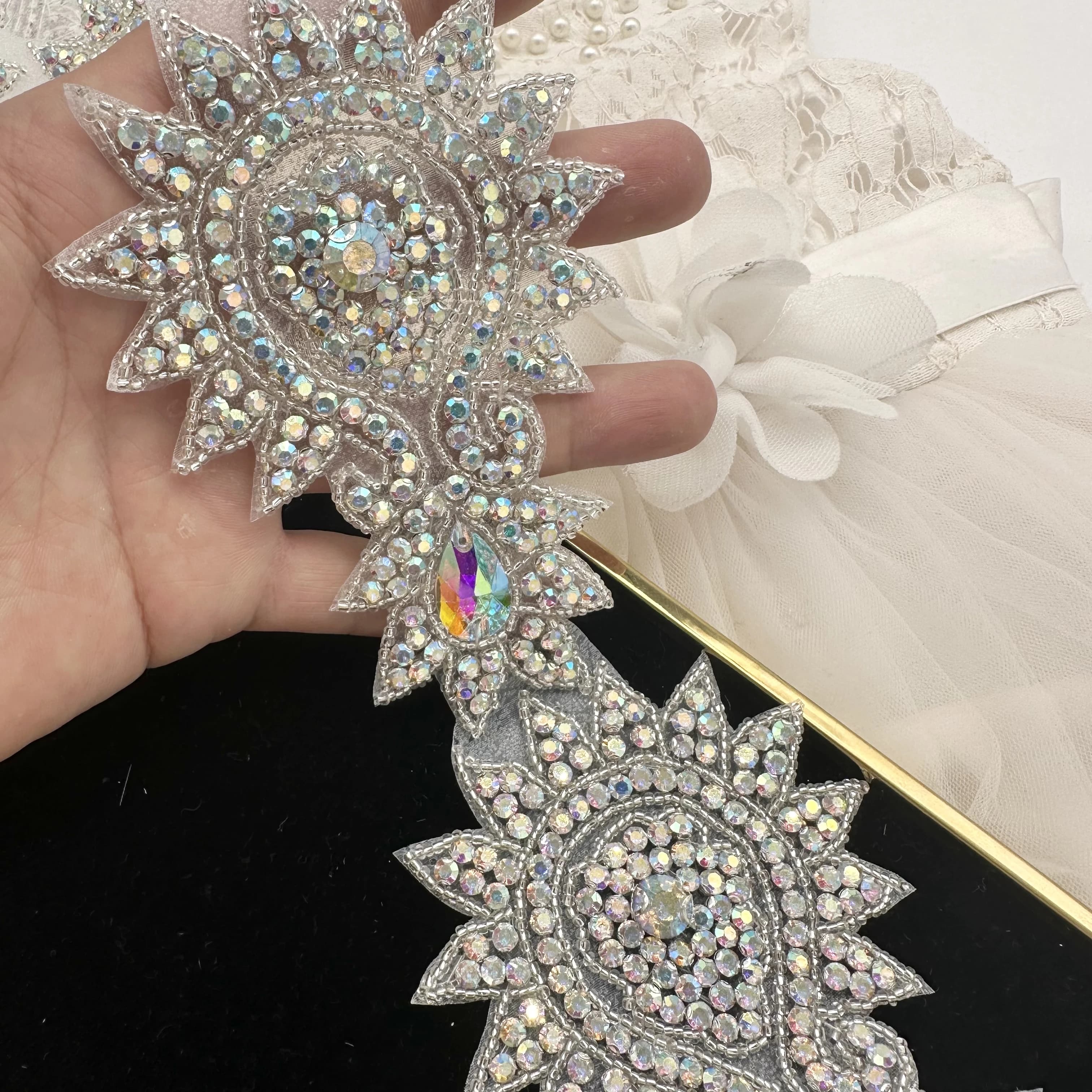 Perles en verre cristal artificiel SilverAB, accessoires de vêtements DIY avec film thermocollant à 