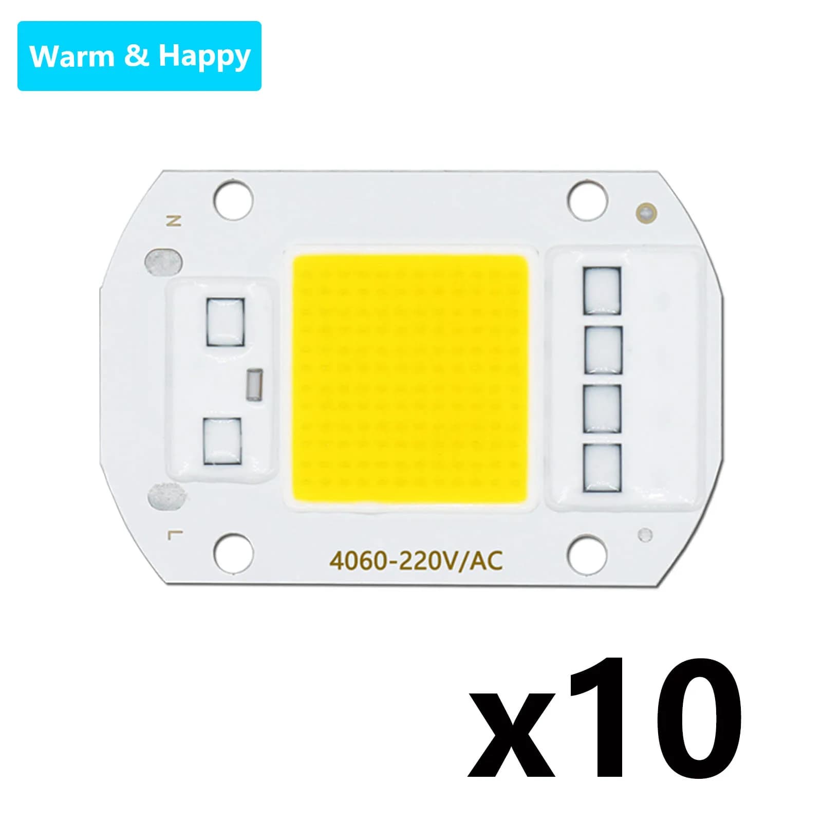 Puces IC intelligentes pour budgétaire LED, 10 pièces, 50W, AC 220V, pas besoin de pilote, COB, perl