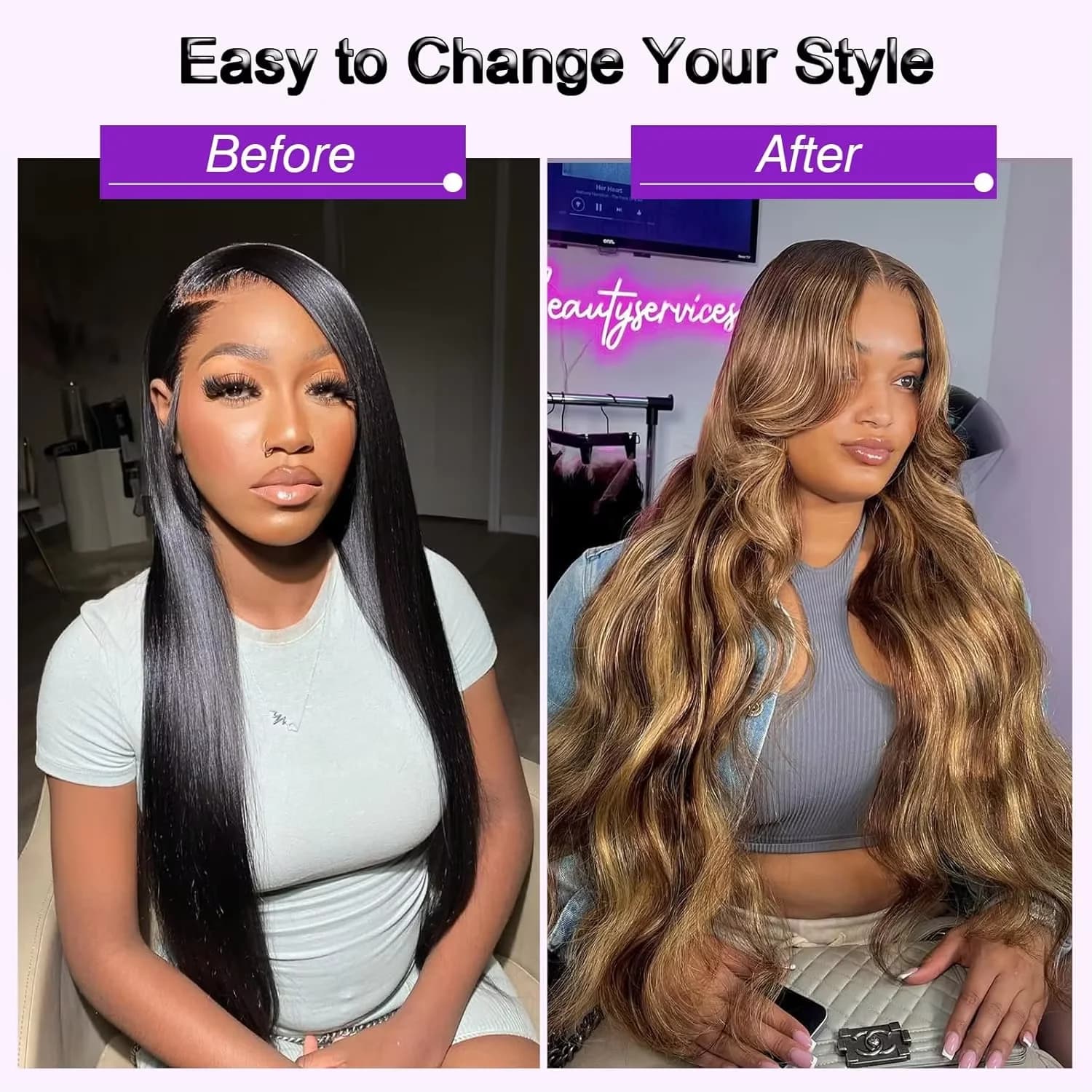 Extensions de Cheveux Humains Naturels Brésiliens Vierges, Ondulés, Ombrés, Couleur Miel Blond P4/27