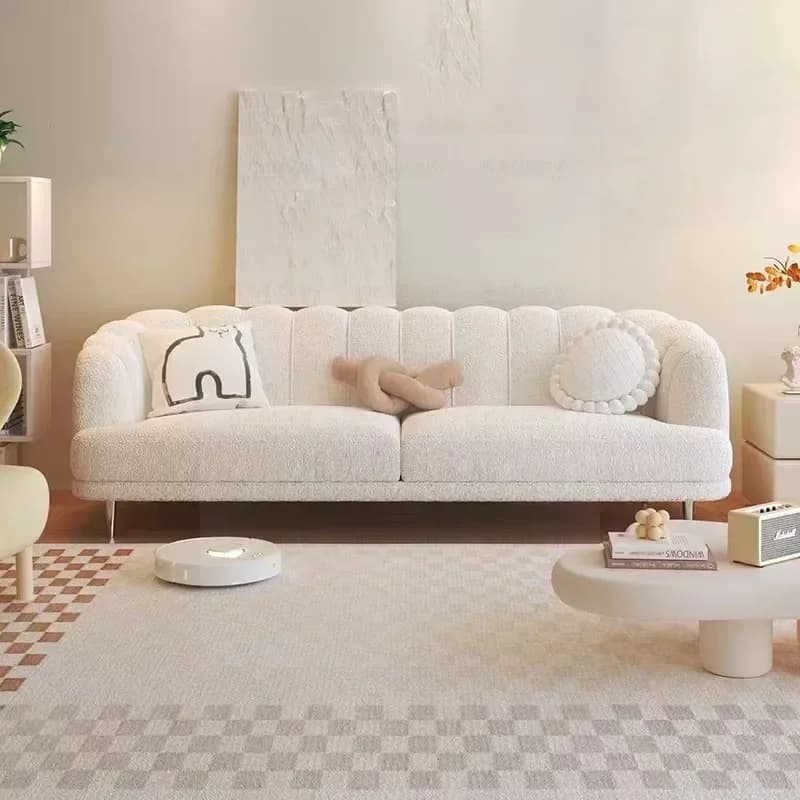 Fauteuil en tissu canapé blanc laine d'agneau chambres salon canapé moderne Tatami concepteur Unique