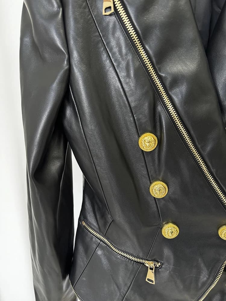 Veste de créateur tendance de haute qualité 2026, veste en cuir artificiel à fermeture éclair ajusté