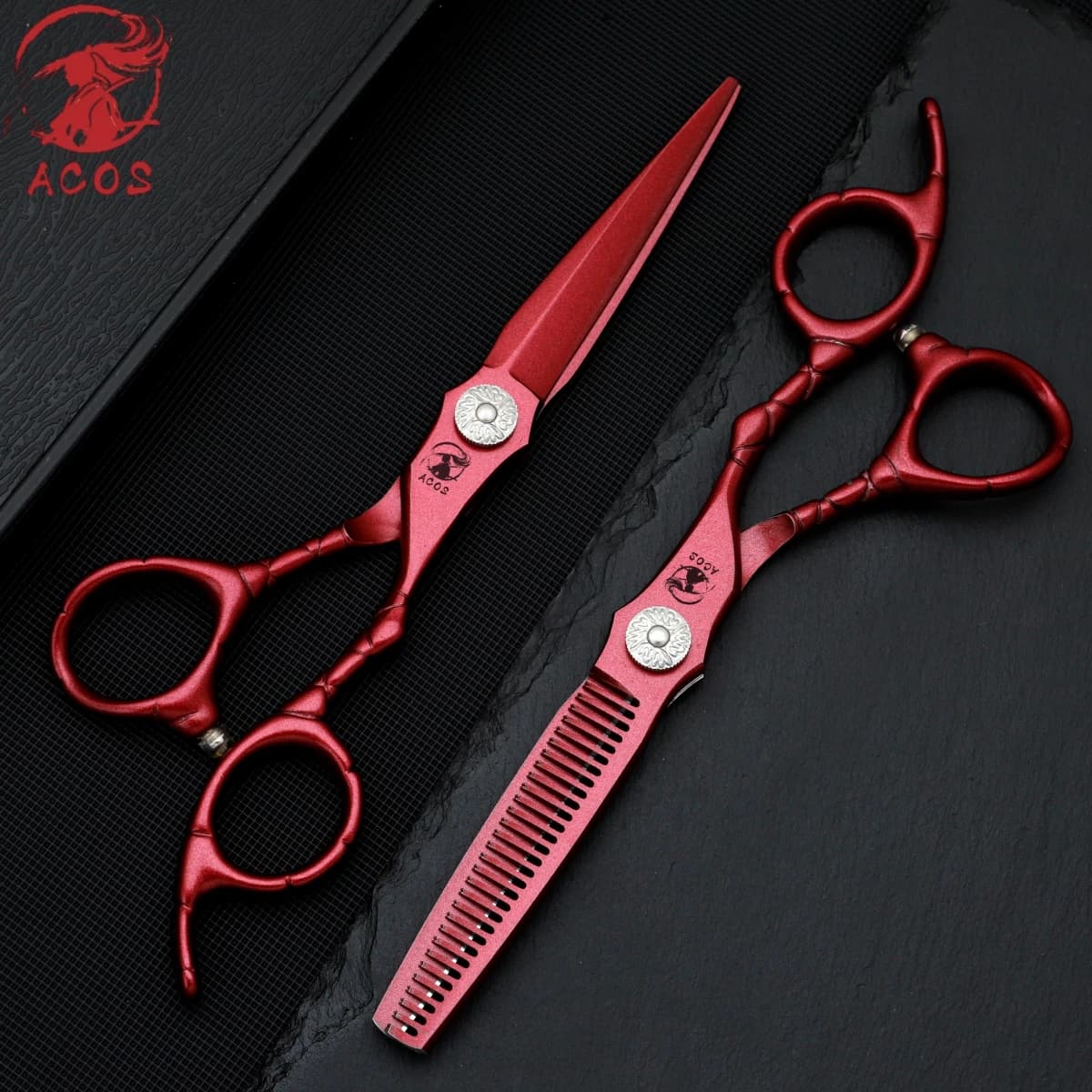 Ensemble de ciseaux de barbier professionnels ACOS, acier 440C, ciseaux à effiler les cheveux de 6 p