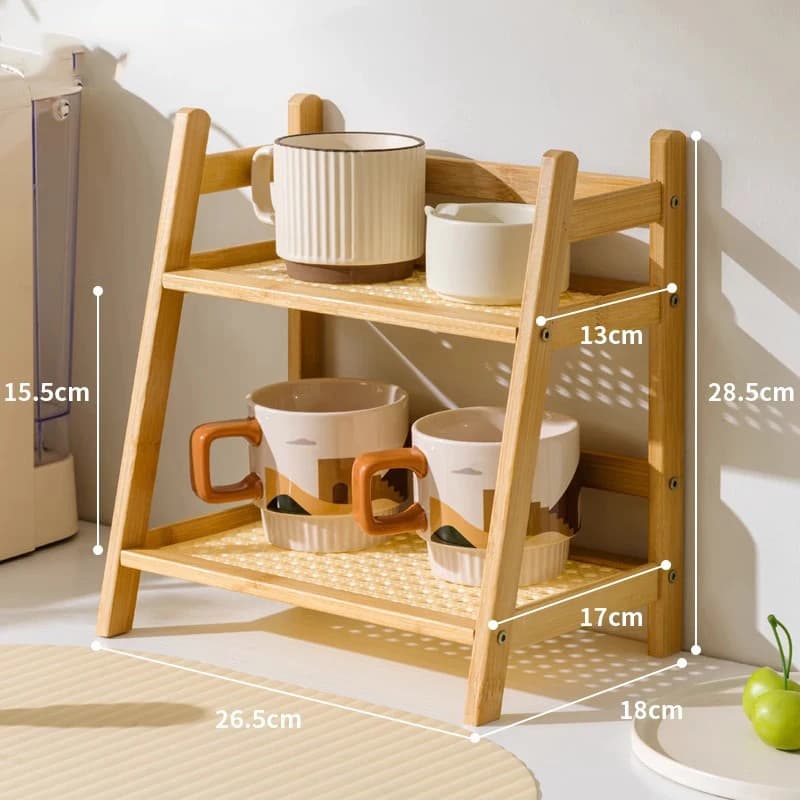 Organisateur de comptoir, porte-gobelet à café à 2 niveaux, étagère de rangement polyvalente en bamb