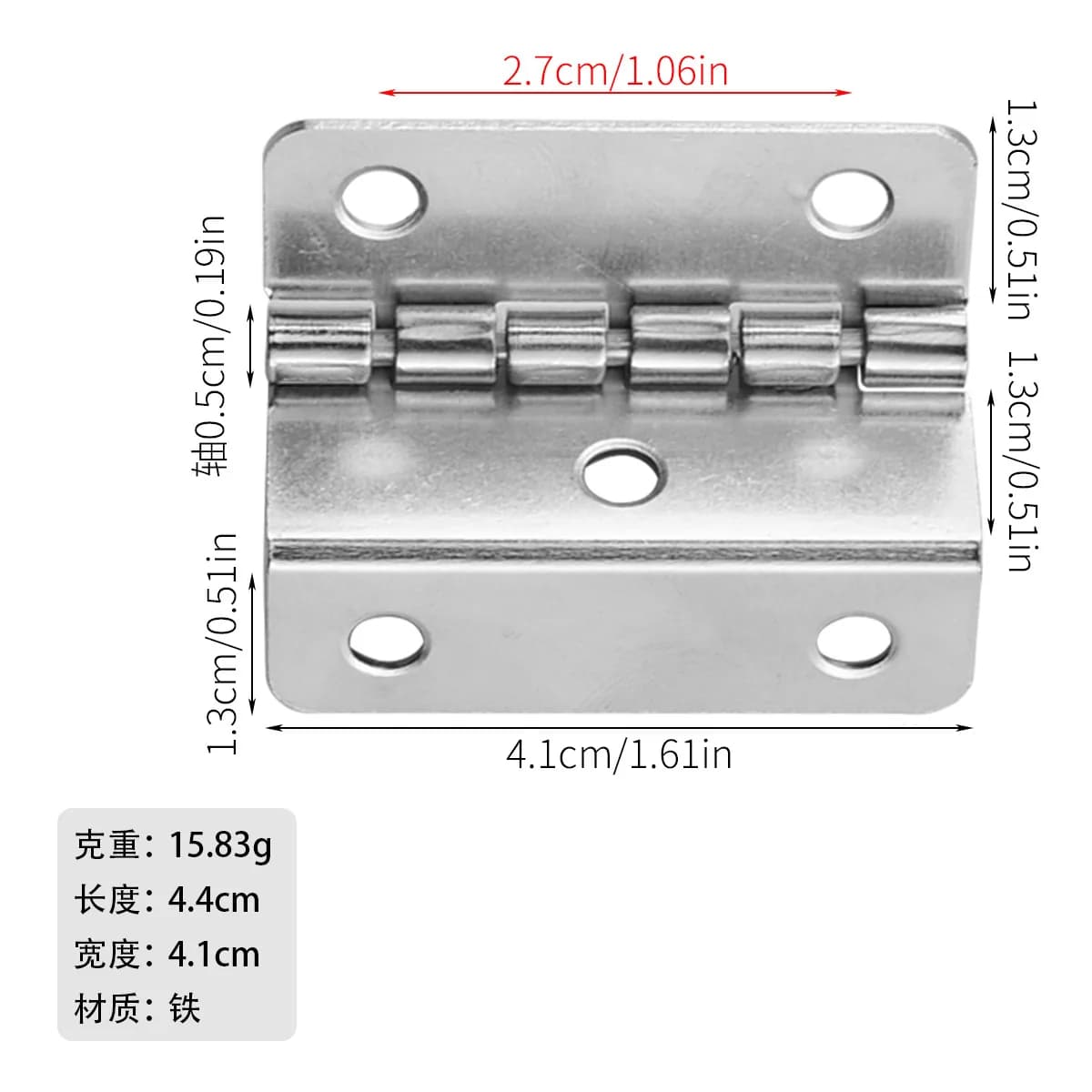 Feuille de fer à angle droit à trois plis, 41mm de longueur latérale, positionnement à angle droit, 