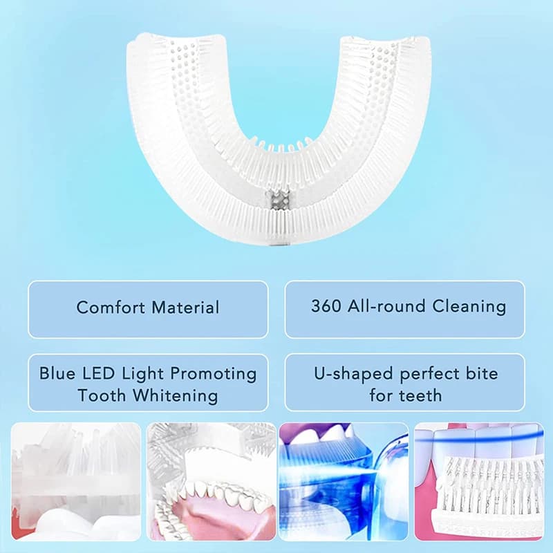 Brosse à dents électrique automatique en forme de U, 360 degrés, fabricant de soins dentaires