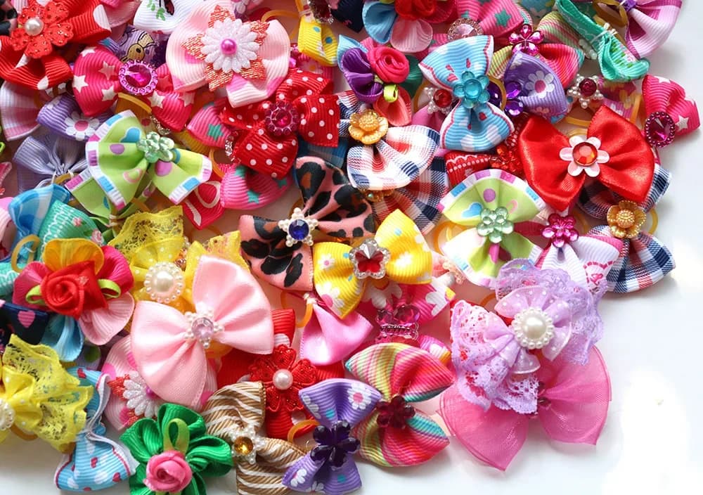 100X jolis nœuds de poils de chien faits à la main pour chiots petits chiens nœuds de toilettage acc