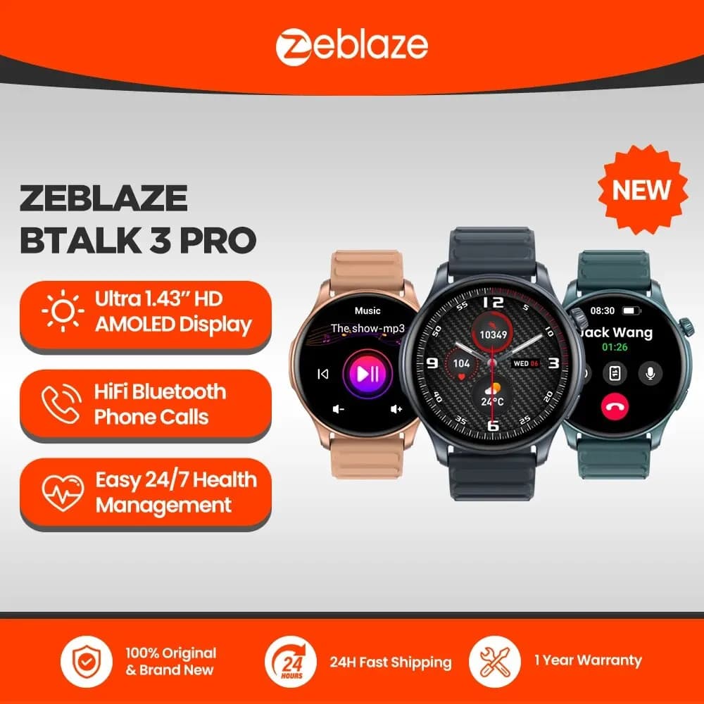 Zeblaze-Montre intelligente Banti3 PRO, écran AMOLED 1.43 ", appels téléphoniques Bluetooth, suivi d
