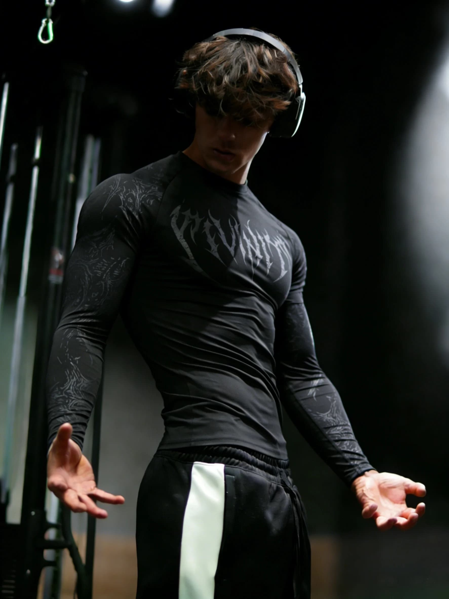 T-shirt à manches longues pour homme, séchage rapide, haute élasticité, coupe ajustée, style gothiqu
