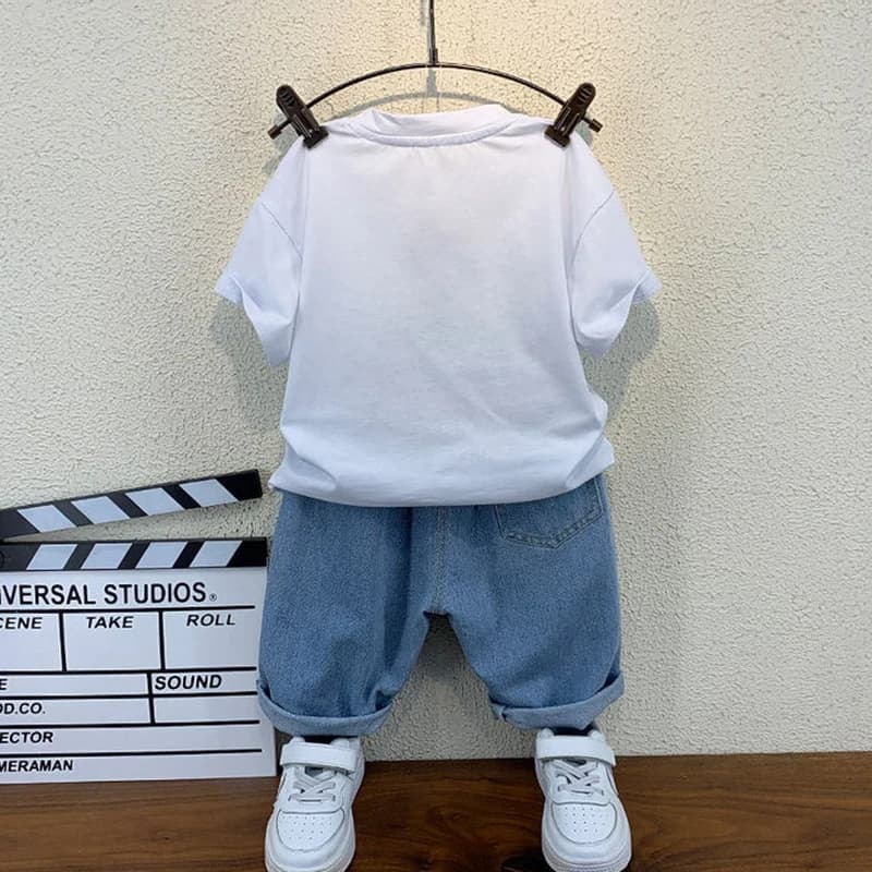 Ensemble de vêtements d'été pour bébés garçons, T-shirt ours + pantalon court, ensemble 2 pièces pou