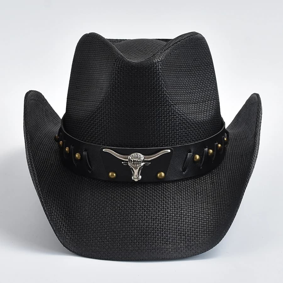 Chapeau de paille épaissi pour hommes bord bouclé Vintage Western Cowboy chapeau été plage chapeau d
