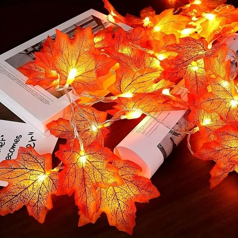 Guirxiété Lumineuse en Cuir oral elu Érable à 10/20 LED, avec Batterie 62 Lumières Dégradées, pour i