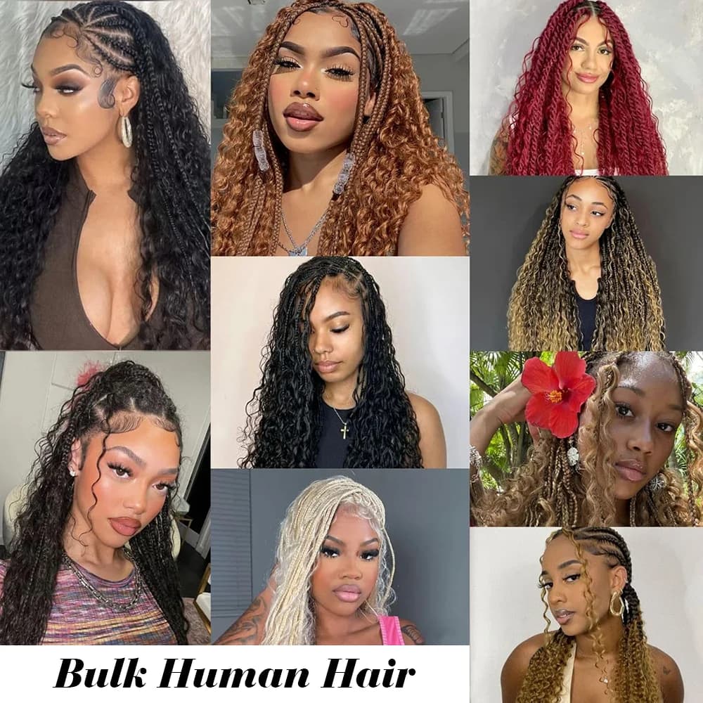 Tressage humain cheveux vague profonde en vrac cheveux humains 100g sans trame cheveux humains paque