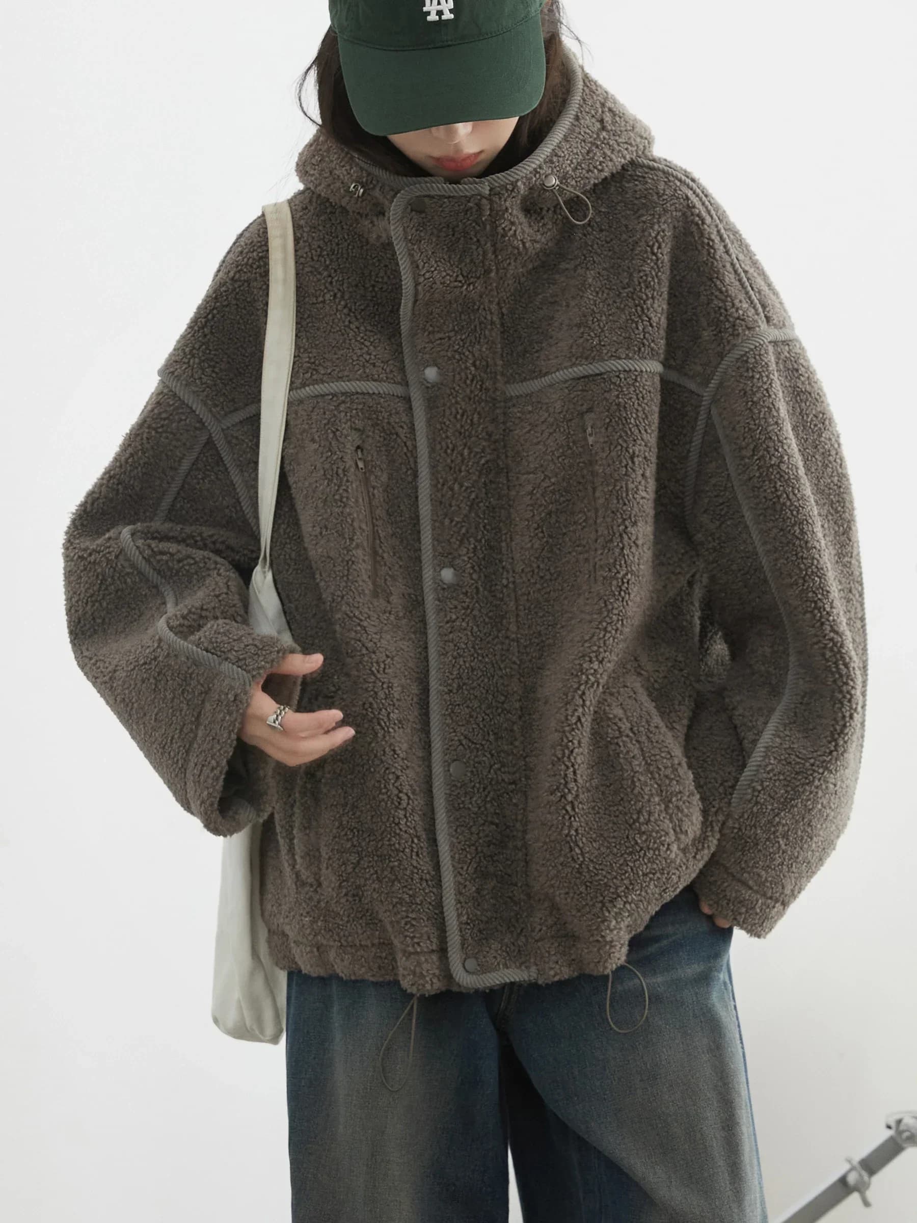 CHIC VEN-Veste à Capuche pour Femme, Manteau Chaud en Peluche, Col Montant, Couleur Unie, Nouvelle C