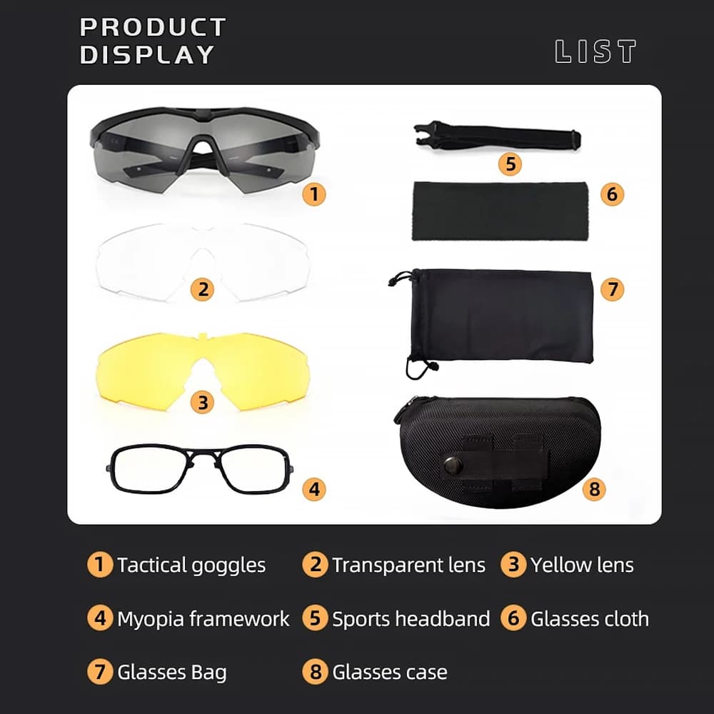 Lunettes tactiques militaires CS Airsoft lunettes de tir coupe-vent HD 3 lentilles Motocross moto al