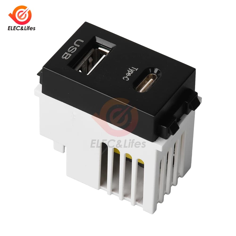 Prise murale USB 128 Type 5V 2.1A avec port de charge, faible chaleur, multiprotection, sûre pour la