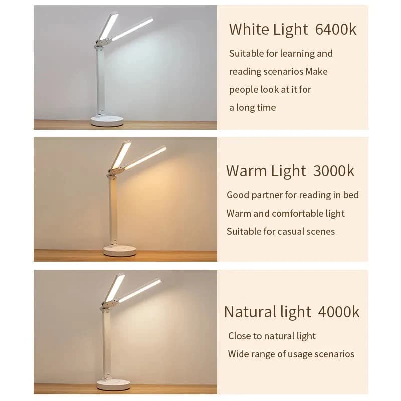Lampe de bureau LED 3 niveaux Dimmable tactile veilleuse USB Rechargeable Protection des yeux lampe 