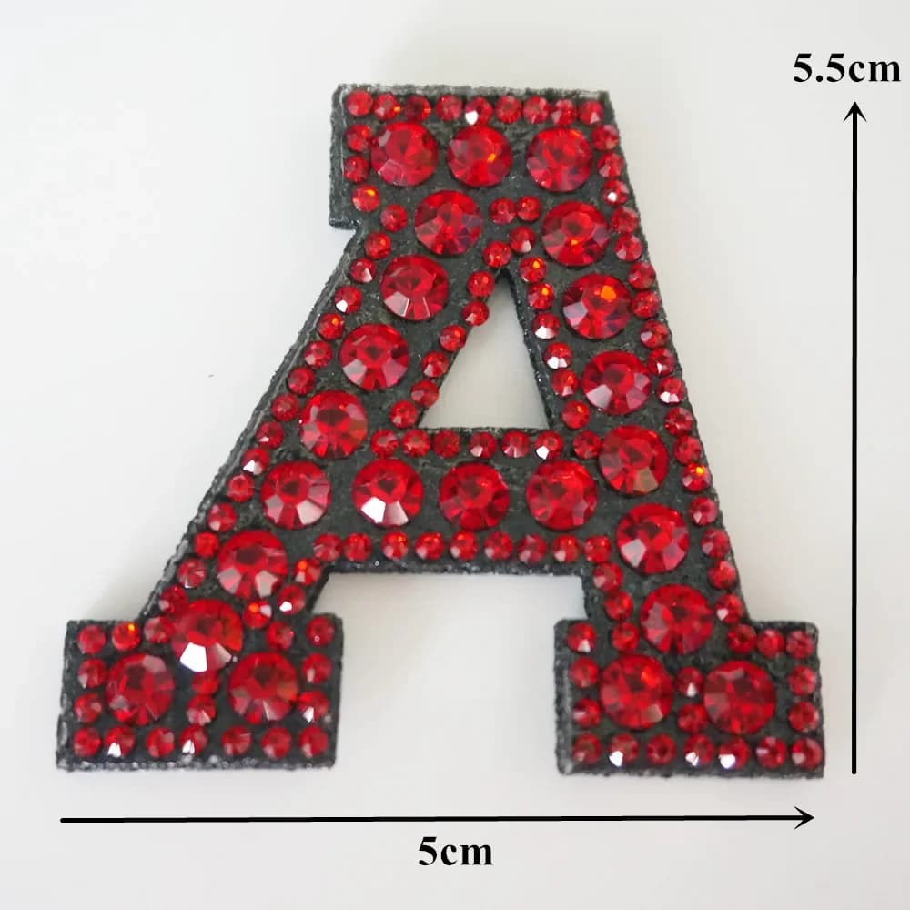 A-Z strass rouge vin Alphabet anglais lettre fer à coudre Badges Patch 3D patchs sac chapeau Jeans A