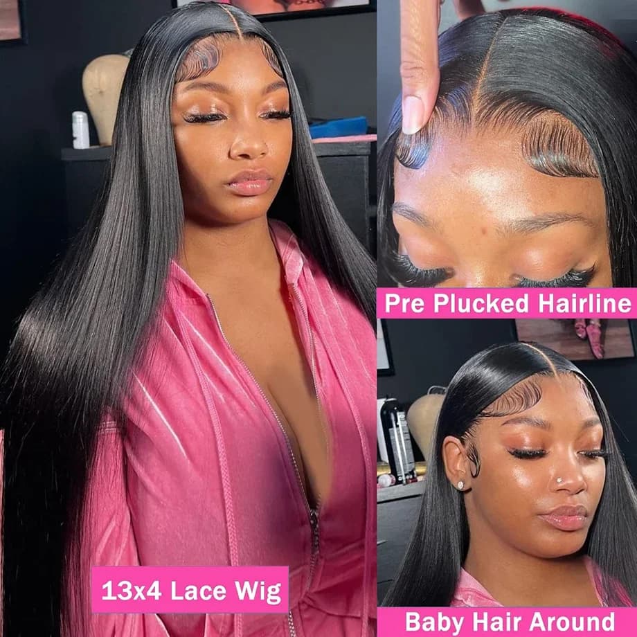 Perruque Lace Front Wig lisse brésilienne naturelle-Sophia, cheveux Remy, 13x6 HD, densité 200, 38 p