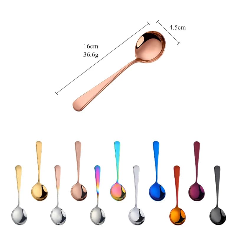 Ensemble de cuillères à soupe rondes en acier inoxydable, cuillère à dessert, cuillère à crème glacé