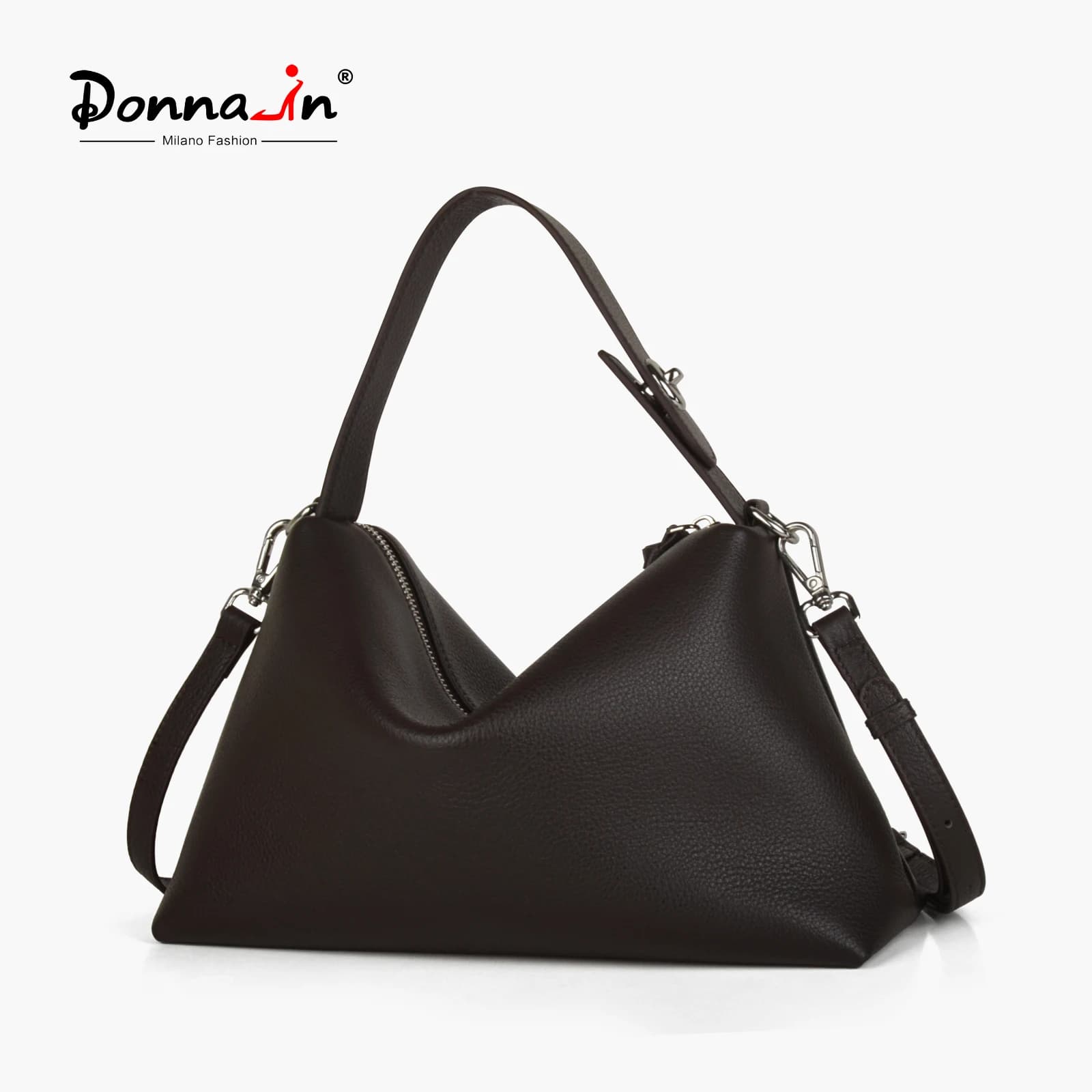 Donna-in – sac à main demi-lune en cuir de vache véritable pour femmes, sac à bandoulière Hobo en cu