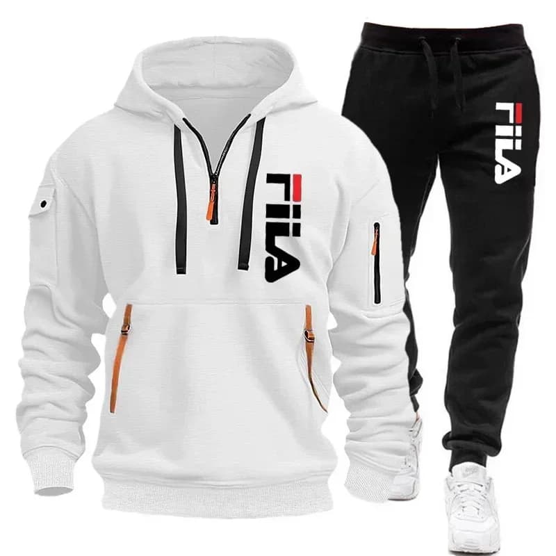 Nouvel ensemble sportif homme automne-hiver 2026 : sweat à capuche multi-poches zippé et pantalon, e