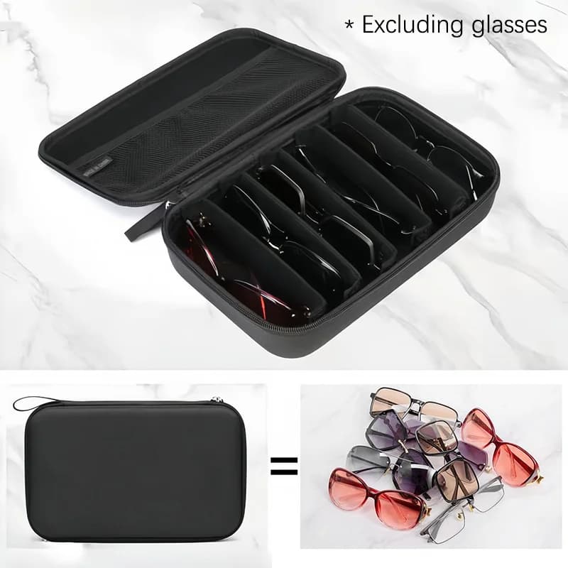 Boîte de rangement pour lunettes réglable à 6/7 compartiments |   Organisateur de lunettes portable 
