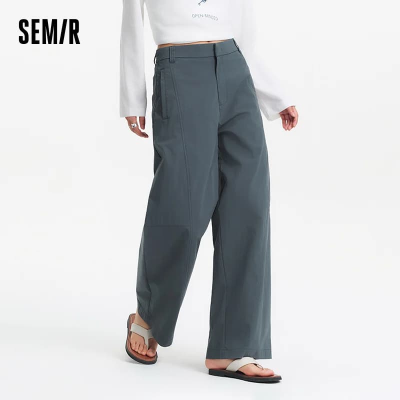 Pantalon Femme Semir Tissé 2026 Coupe Ample Jambe Large Fluide et Confortable Style Urbain Décontrac