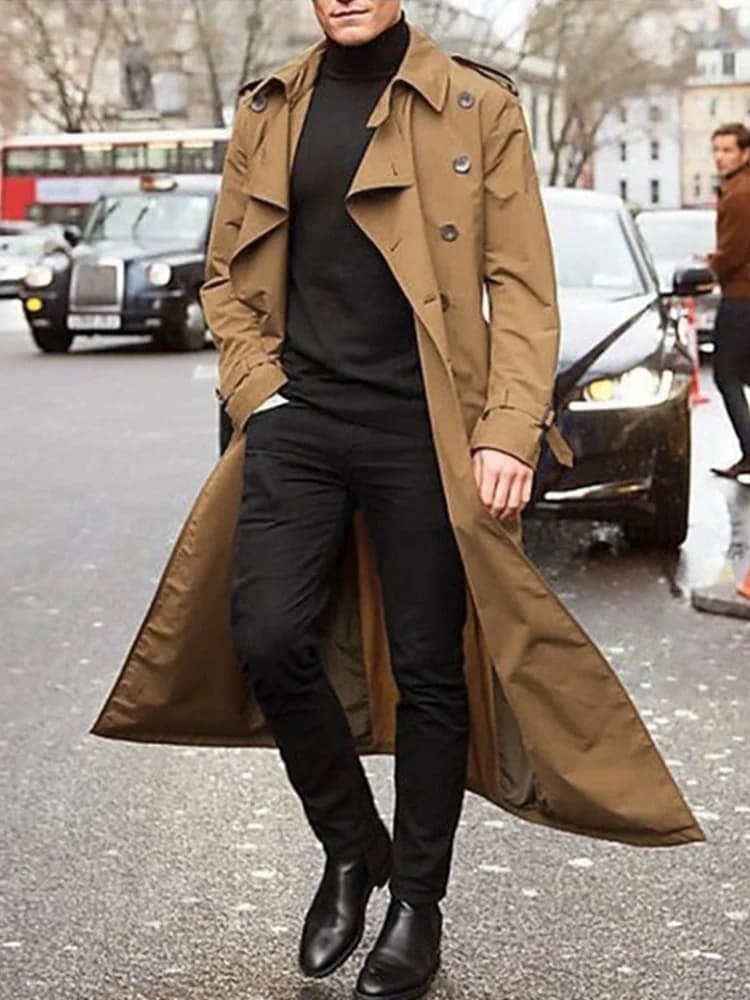 Trench-Coat fin pour hommes, Streetwear, mode, manteaux britanniques surdimensionnés de styliste, vê