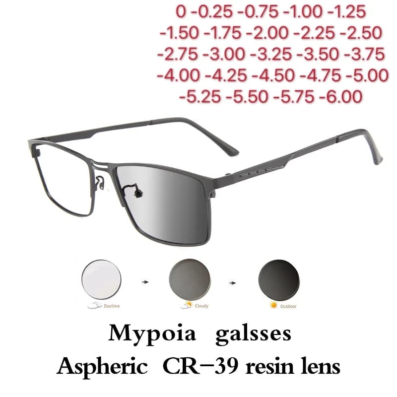 Hommes photocromiques myopie Prescription lunettes montures complètes femmes lunettes de lecture lun