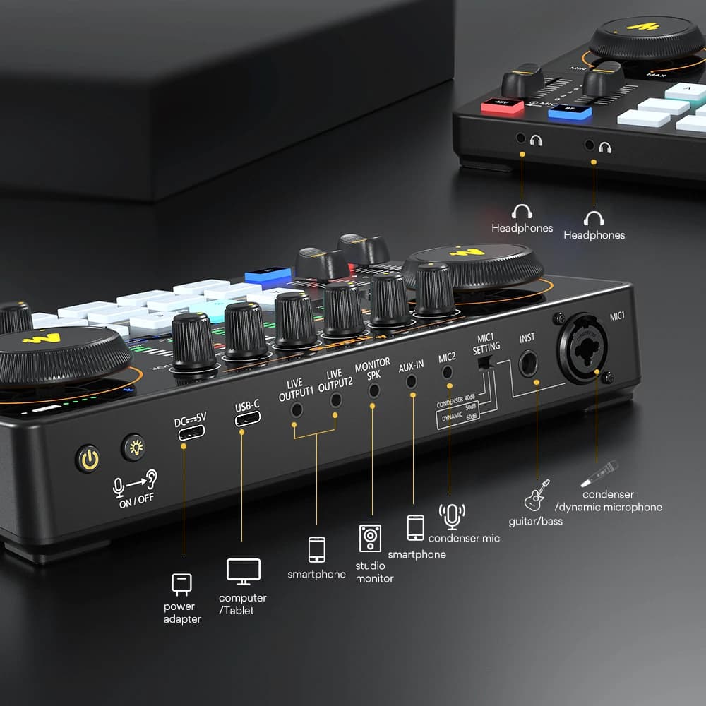 Carte son Maonocaster AME2, interface audio Maonocaster, équipement de podcast, mixeur tout-en-un po
