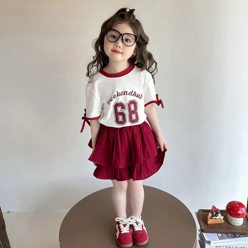 Ensemble 2 pièces d'été pour filles RAISE, 2-8 ans, avec haut à manches courtes imprimé lettres et n