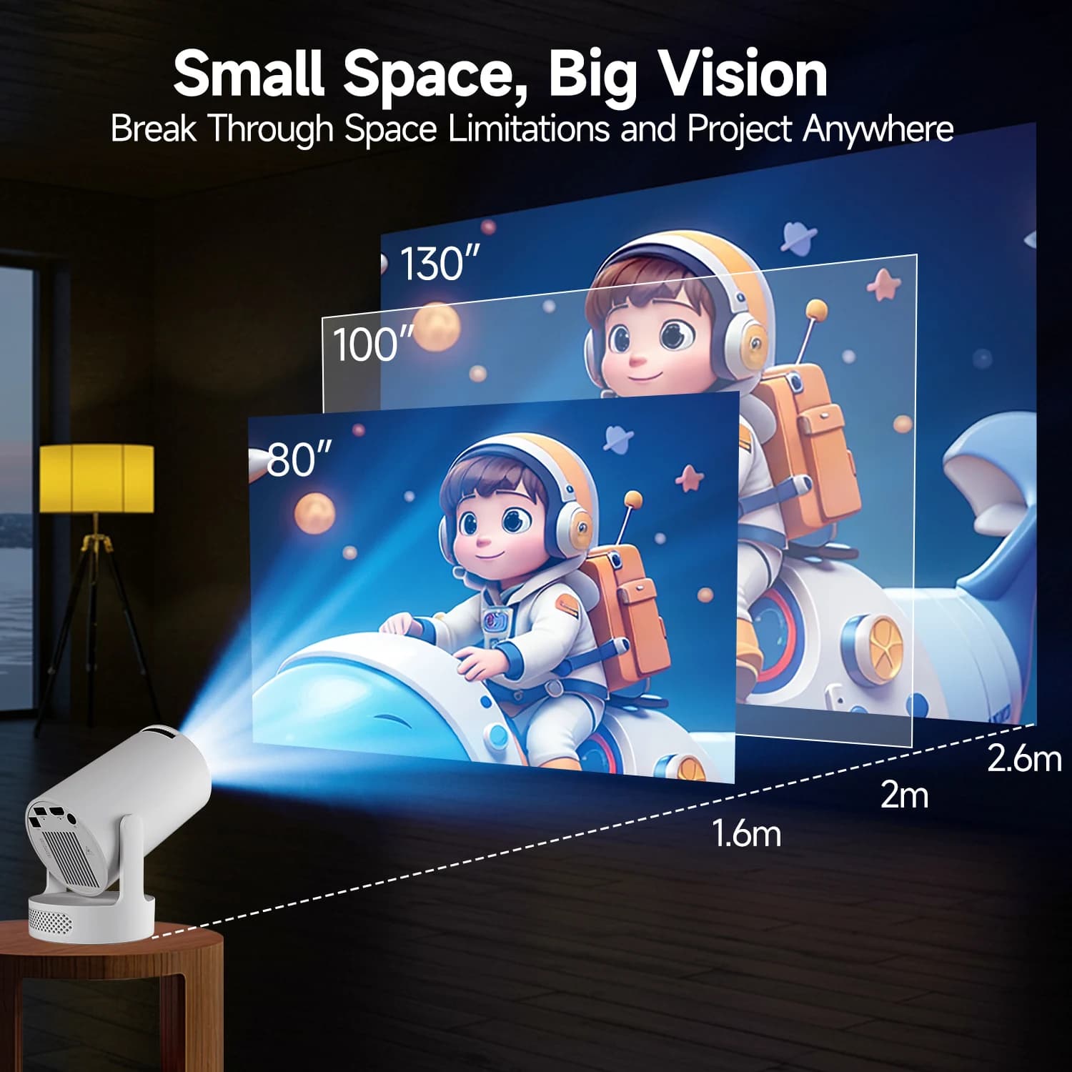 Projecteur magnétique HY300 PRO + 8K Android 14 double Wifi6 Allwinner H726 BT5.4 1080P 1280*720P pr