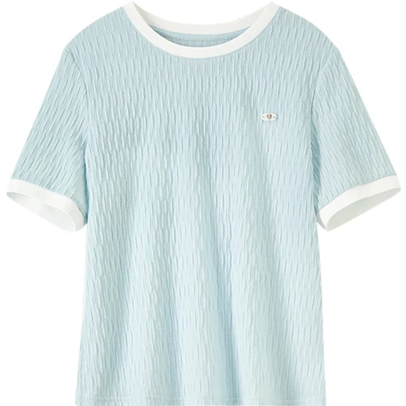 T-shirt à manches courtes plissé pour femme SENTUBILA, nouvelle collection 2026, style décontracté, 